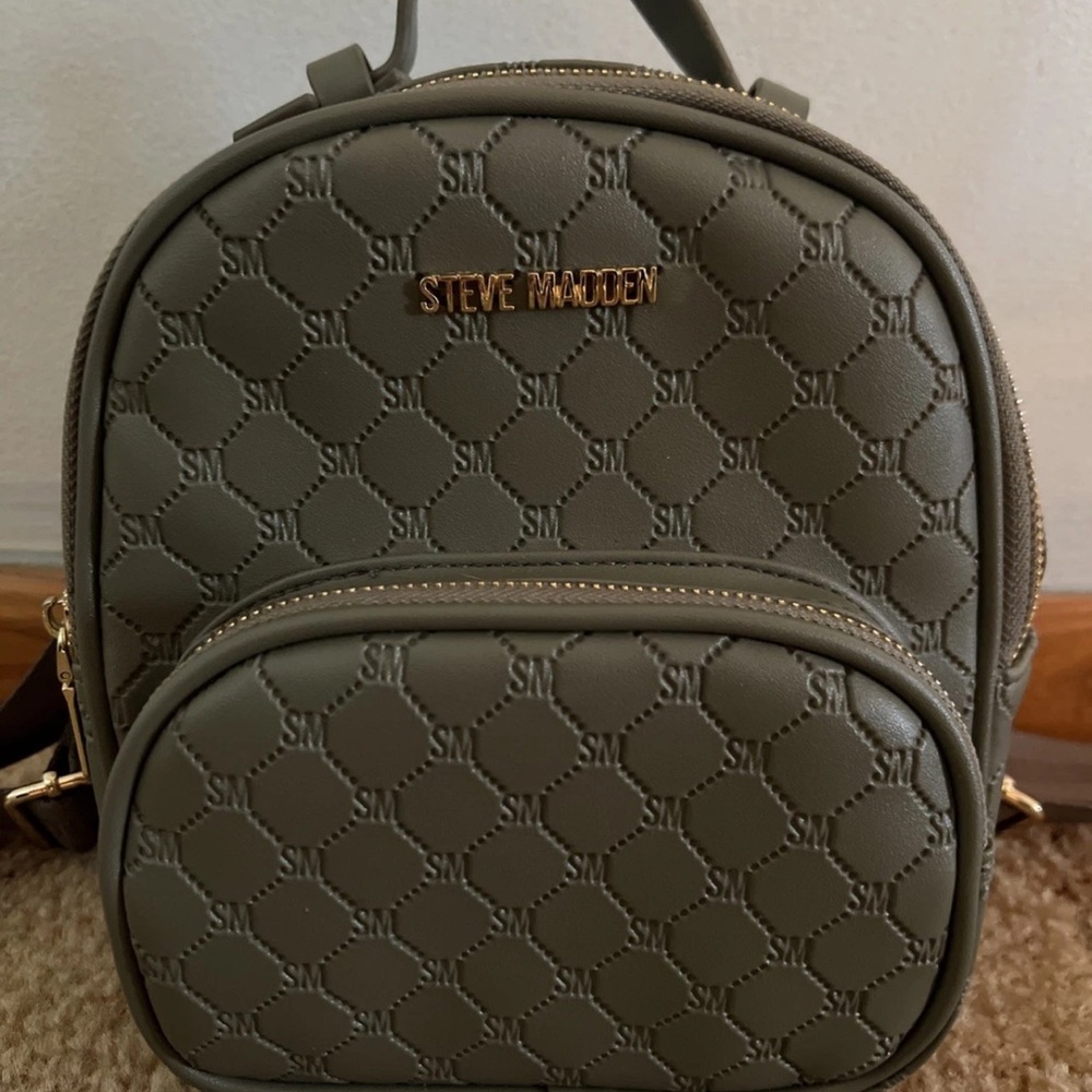 Steve Madden Khaki Embossed Backpack
